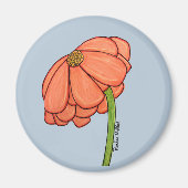 Orange Flower with Blue background Magneet (Voorkant)