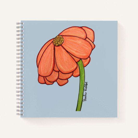 Orange Flower with Blue background Notitieboek (Voorkant)