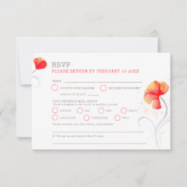 Orange flowers gray swirl watercolor RSVP