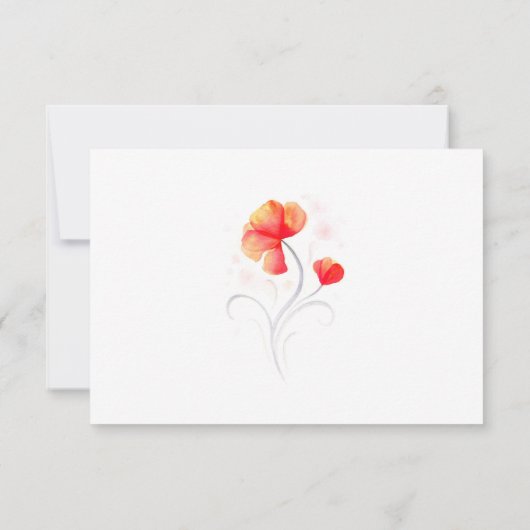 Orange flowers gray swirl watercolor RSVP (Achterkant)