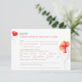 Orange flowers gray swirl watercolor RSVP Kaartje (Staand voorkant)