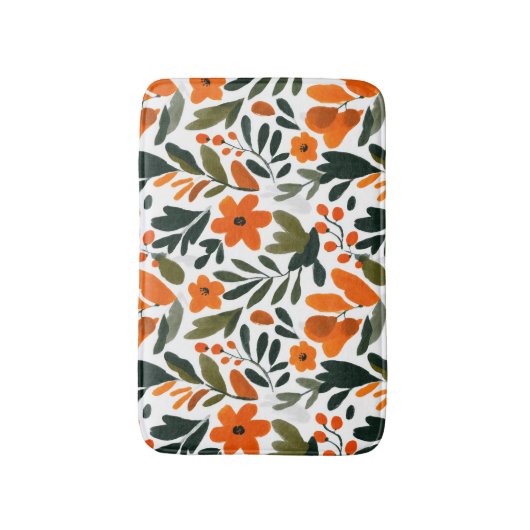 Orange Flowers Spring Foliage Elegant Botanical  Badmat (Voorkant Verticaal)
