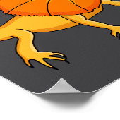 Orange Frilled Neck Lizard Cartoon Illustration Ba Poster (Hoek)