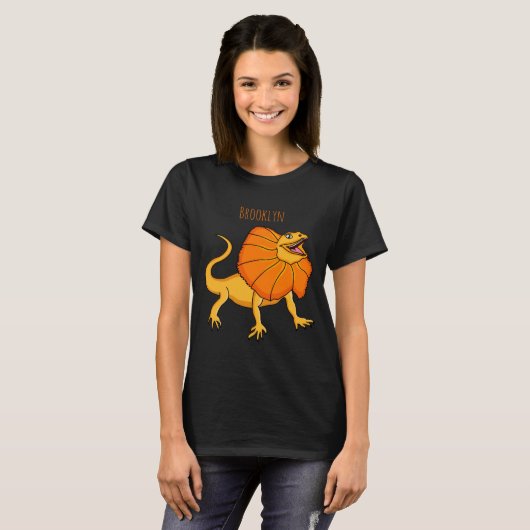Orange Frilled Neck Lizard Cartoon Illustration Ba T-shirt (Voorkant volledig)