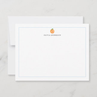 Orange Fruit Blue Border Personalized Stationery Notitiekaartje