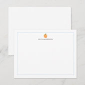 Orange Fruit Blue Border Personalized Stationery Notitiekaartje (Voorkant / Achterkant)