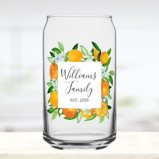 Orange Fruits and Flowers Summer Floral botanical Blikvorm Glas