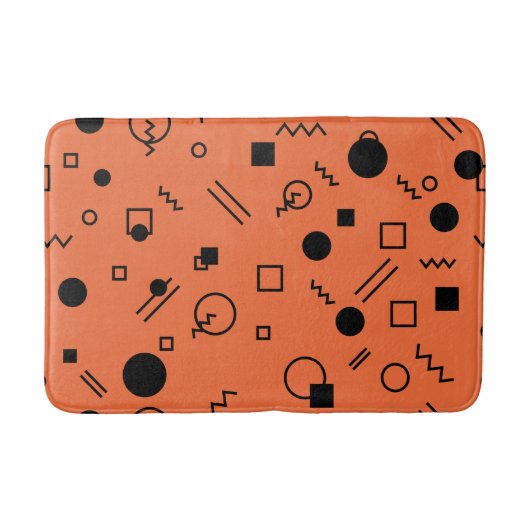 Orange, fun, trendy, geometric Memphis graphic Badmat (Voorkant)