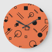 Orange, fun, trendy, geometric Memphis graphic Grote Klok (Voorkant)