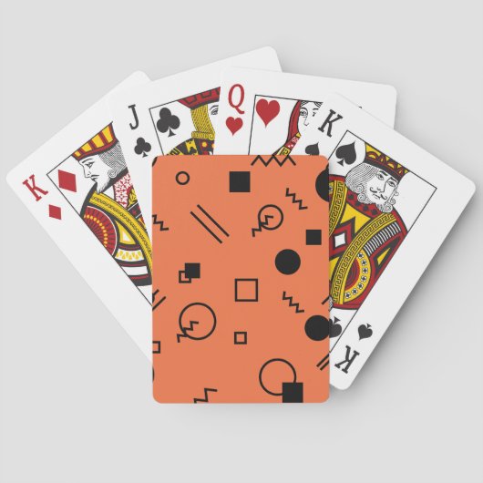 Orange, fun, trendy, geometric Memphis graphic Pokerkaarten (Achterkant)