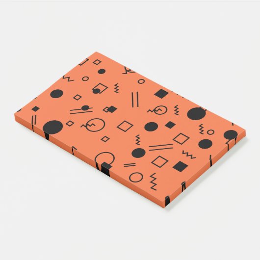 Orange, fun, trendy, geometric Memphis graphic Post-it® Notes (Schuin)