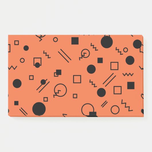 Orange, fun, trendy, geometric Memphis graphic Post-it® Notes (Voorkant)