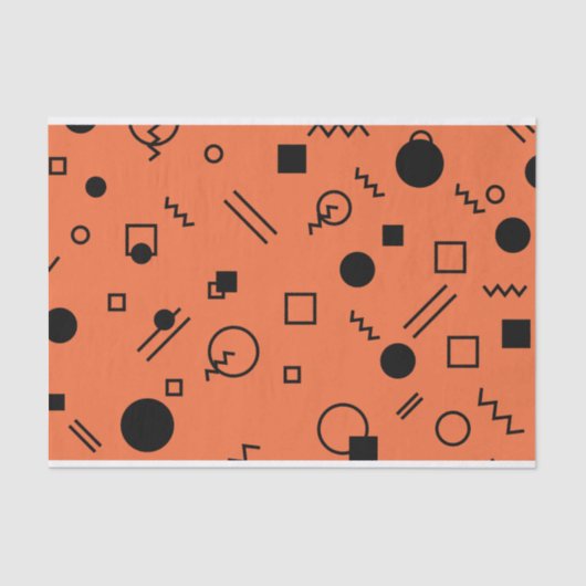 Orange, fun, trendy, geometric Memphis graphic Tissuepapier (Voorkant)