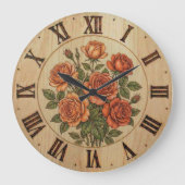 Orange Garden Flowers Wall Clock Grote Klok (Voorkant)