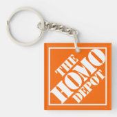 Orange Gay Homo Depot Stencil LGBTQ Funny Phrase Sleutelhanger (voorkant)