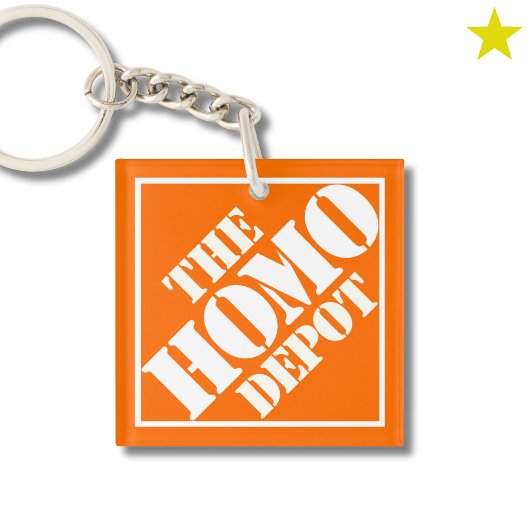 Orange Gay Homo Depot Stencil LGBTQ Funny Phrase Sleutelhanger