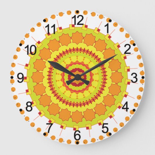 Orange Geometric Circle Mandala-70250 Grote Klok (Voorkant)