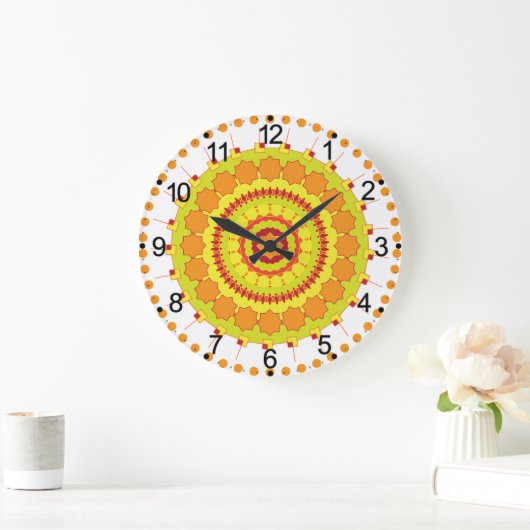 Orange Geometric Circle Mandala-70250 Grote Klok (Huis)