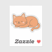Orange Ginger Cat – Adorable Sleeping Cartoon Sticker (Vel)