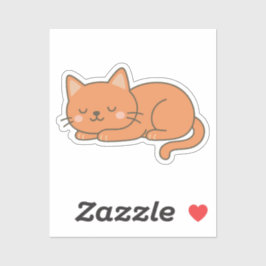 Orange Ginger Cat – Adorable Sleeping Cartoon Sticker
