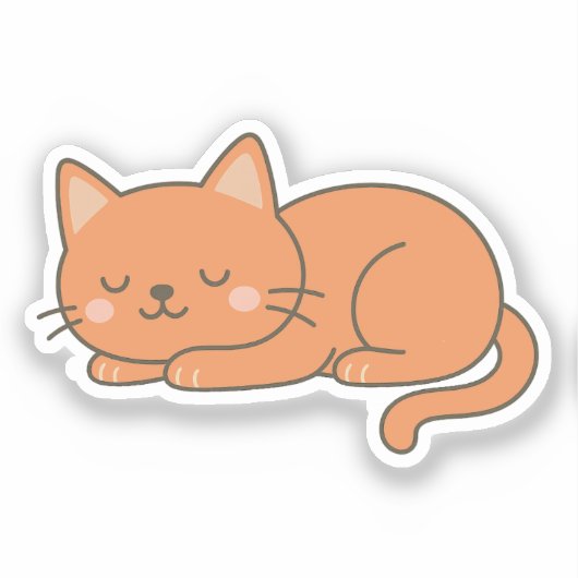 Orange Ginger Cat – Adorable Sleeping Cartoon Sticker (Voorkant)