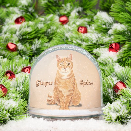 Orange Ginger Tabby Cat Personalized Sneeuwbol (Kerstmis)