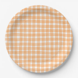 Orange Gingham Fall Papieren Bordje