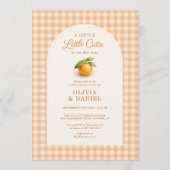 Orange Gingham Little Cutie Couples Baby Shower Kaart (Voorkant)