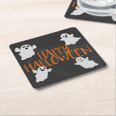 Orange Glitter Happy Halloween Kartonnen Onderzetters (Schuin)