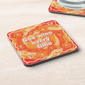 orange God wins everytime christian faith Bier Onderzetter (Linkerzijde)