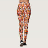 Orange Gold Crowded Dog Face Repeat Pattern Leggings (Achterkant)