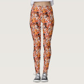 Orange Gold Crowded Dog Face Repeat Pattern Leggings (Voorkant)
