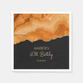 Orange Gold Glitter  Watercolor Marble Servet (Voorkant)