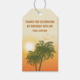 Orange Golden Sunset Palm Trees Birthday Thank You Cadeaulabel