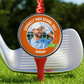 Orange Golfer Photo Custom Golf Team Christmas Metalen Ornament