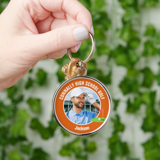 Orange Golfer Photo High School Golf Team Sleutelhanger (Hand)