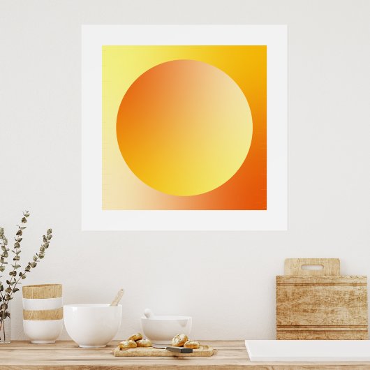 Orange Gradient Circle Vignette Abstract Design Poster (Keuken)