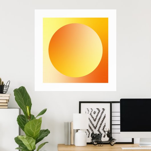 Orange Gradient Circle Vignette Abstract Design Poster (Thuiskantoor)