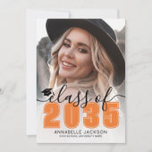 Orange Graduate Photo Graduation Aankondiging (Voorkant)