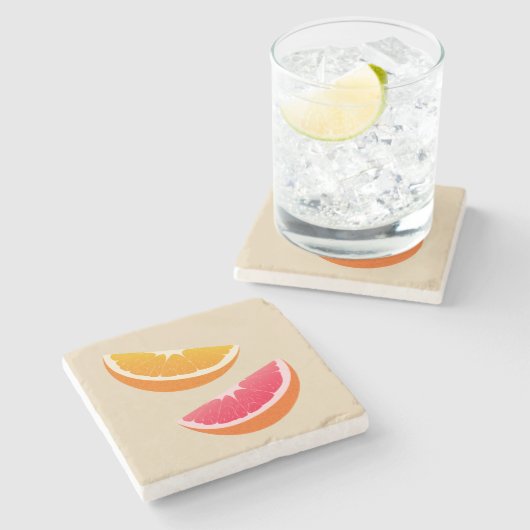 Orange & Grapefruit Citrus Stone Coaster Stenen Onderzetter (Zijkant)