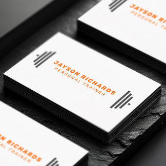 Orange/Gray Gym Barbell Symbol Personal Trainer Visitekaartje