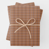 Orange Gray Plaid Classic Pattern Rustic Inpakpapier Vel (In situ)