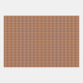 Orange Gray Plaid Classic Pattern Rustic Inpakpapier Vel