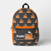Orange gray steam train kids named  bedrukte rugzak (Voorkant)