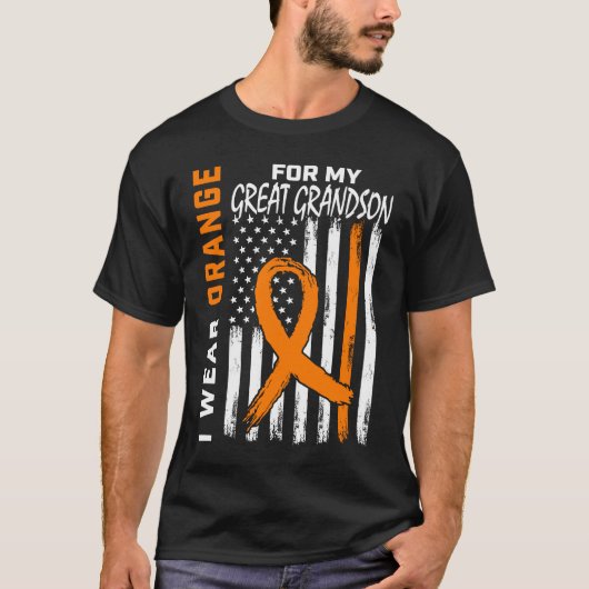 Orange Great Grandson Leukemia Awareness Flag Gran T-shirt (Voorkant)