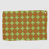 Orange, green and blue patterned  golfhanddoek (Horizontaal)