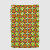 Orange, green and blue patterned  golfhanddoek (Voorkant)