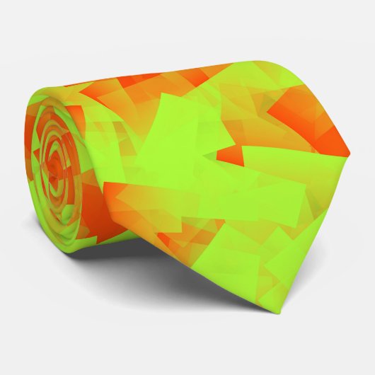 Orange Green Cubism Abstract Pattern Stropdas (Opgerold)