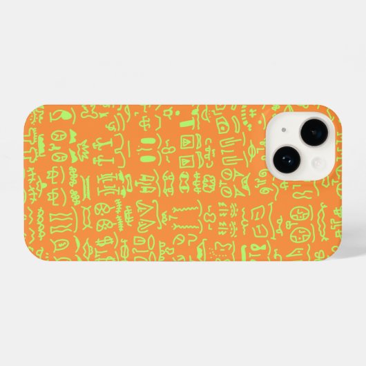 Orange & Green Doodle Pattern Case – Artist iPhone Hoesje (Achterkant horizontaal)