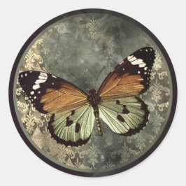 Orange & Green Gothic Butterfly Ronde Sticker